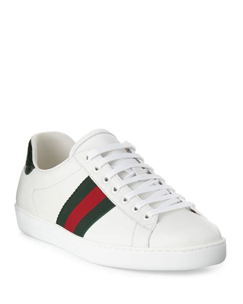 gucci men's new ace leather low-top sneakers white/red/green|gucci ace sneakers price increase.